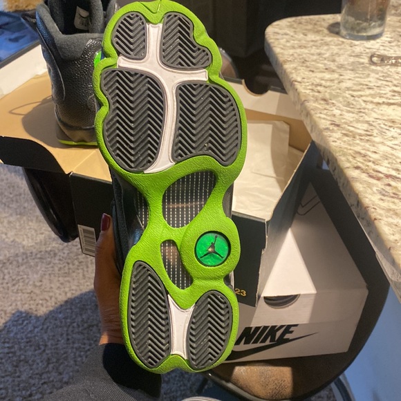 Like brand new Jordan 13s black and altitude green - Picture 3 of 3